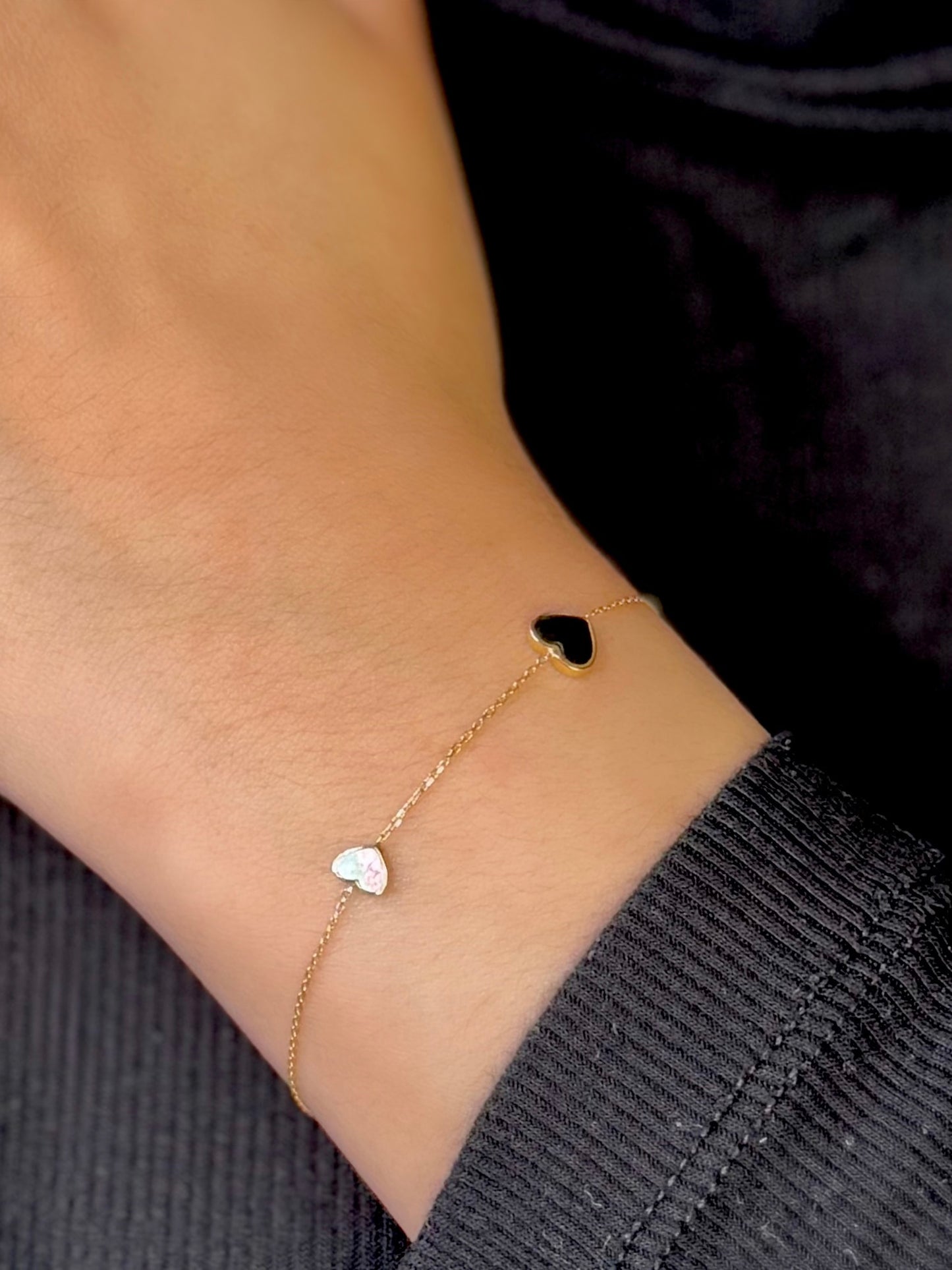 18K Gold 3 Heart Bracelet