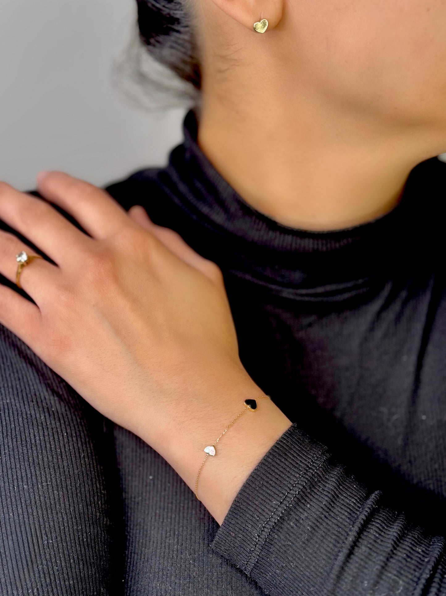 18K Gold 3 Heart Bracelet