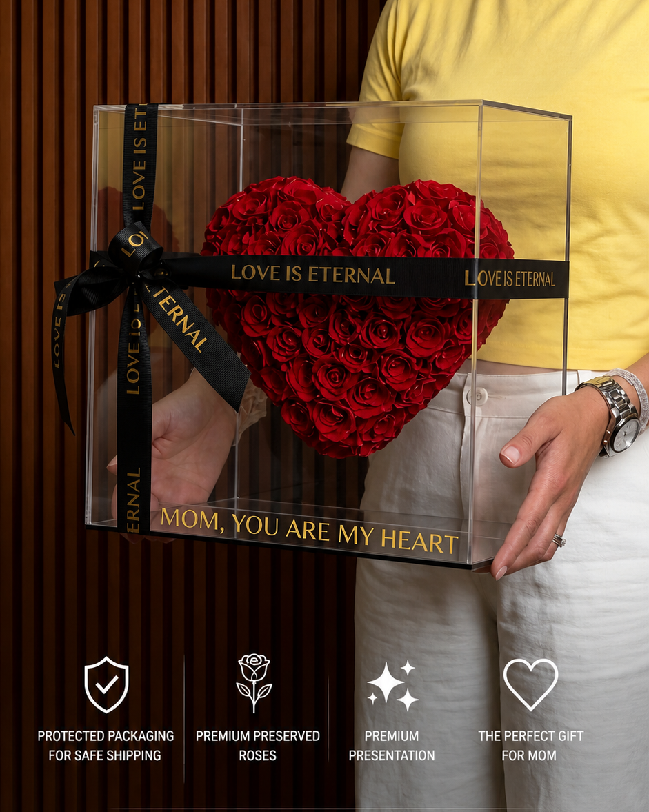 Mother’s Day Red Heart Rose Box – Preserved Roses MD