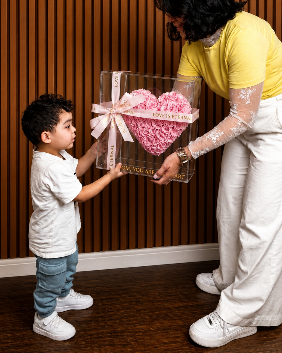 Mother’s Day Pink Heart Rose Box – Preserved Roses MD