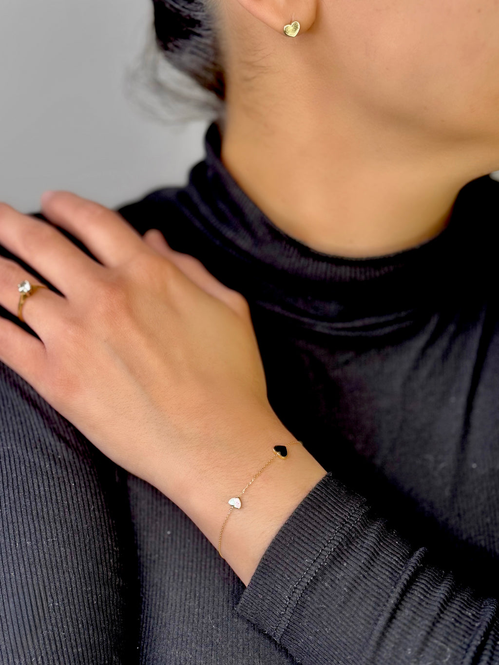 18K Gold 3 Heart Bracelet