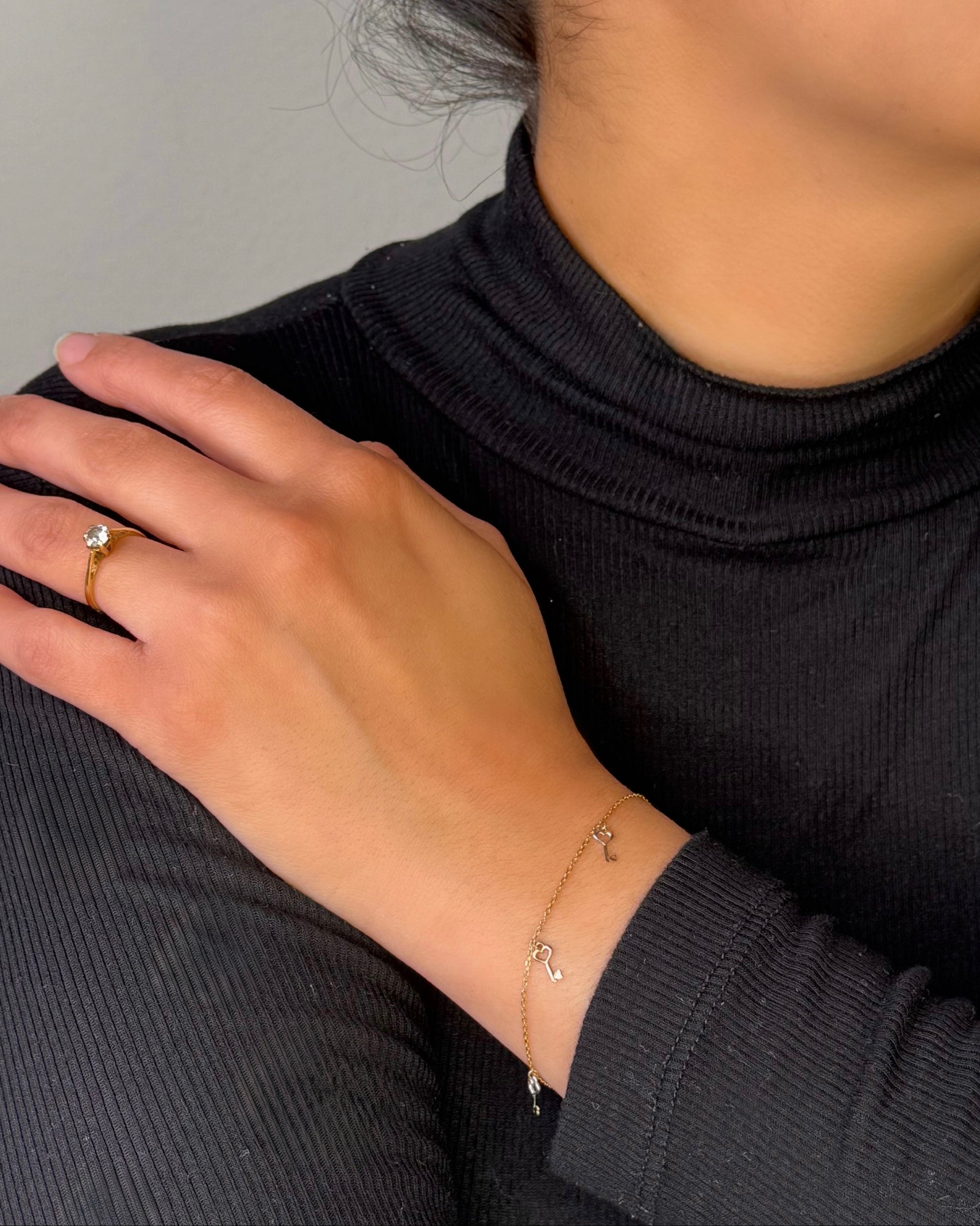18K Gold 3 Heart Bracelet