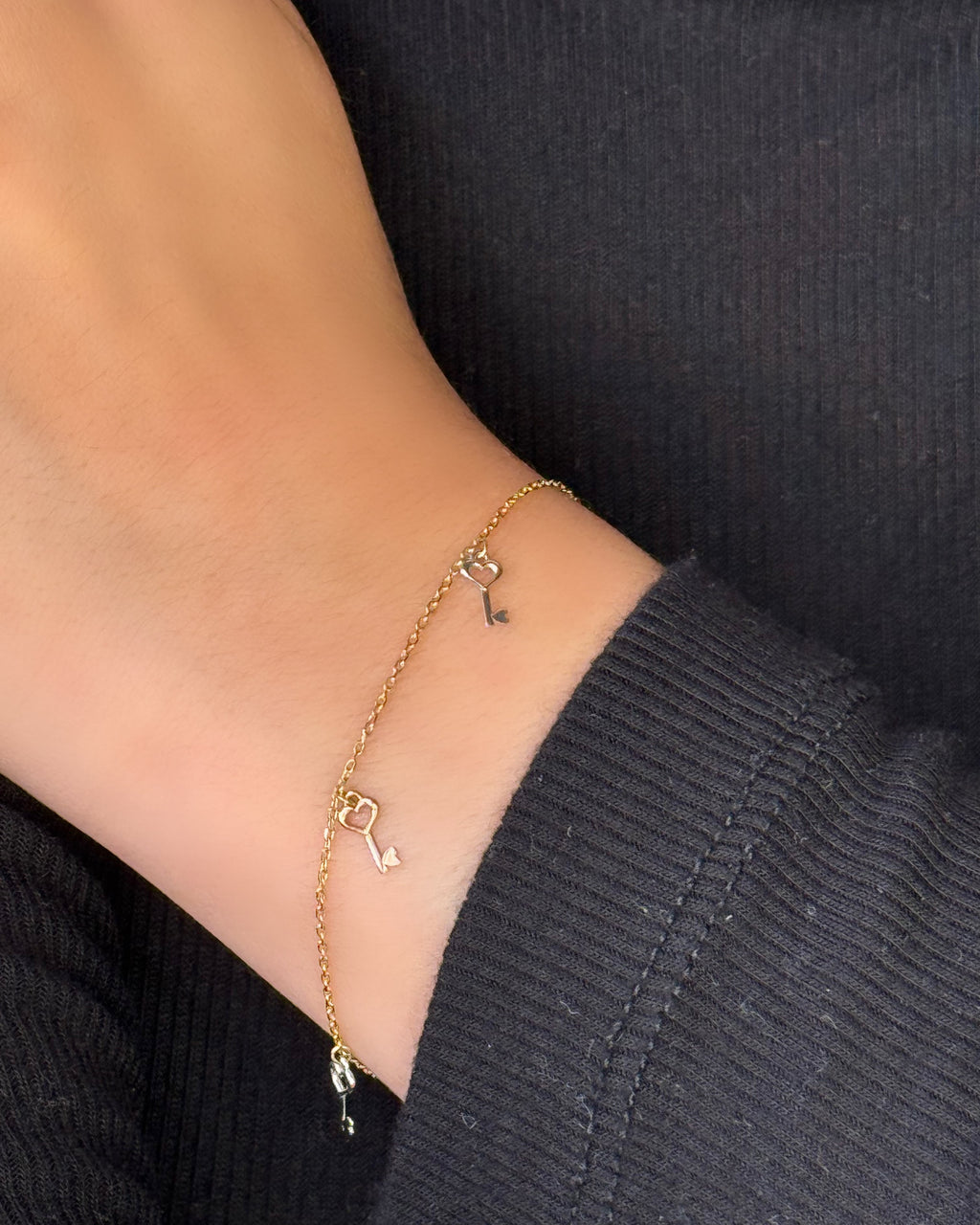 18K Gold 3 Heart Bracelet