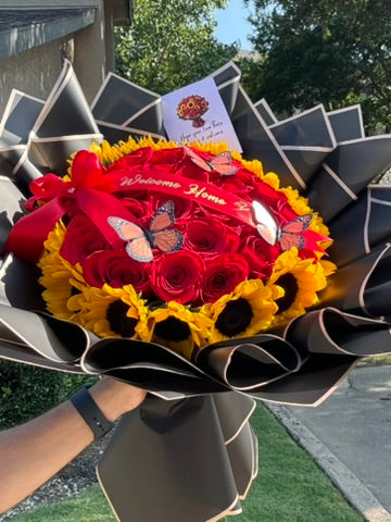 25 Red Roses 12 SunFlowers