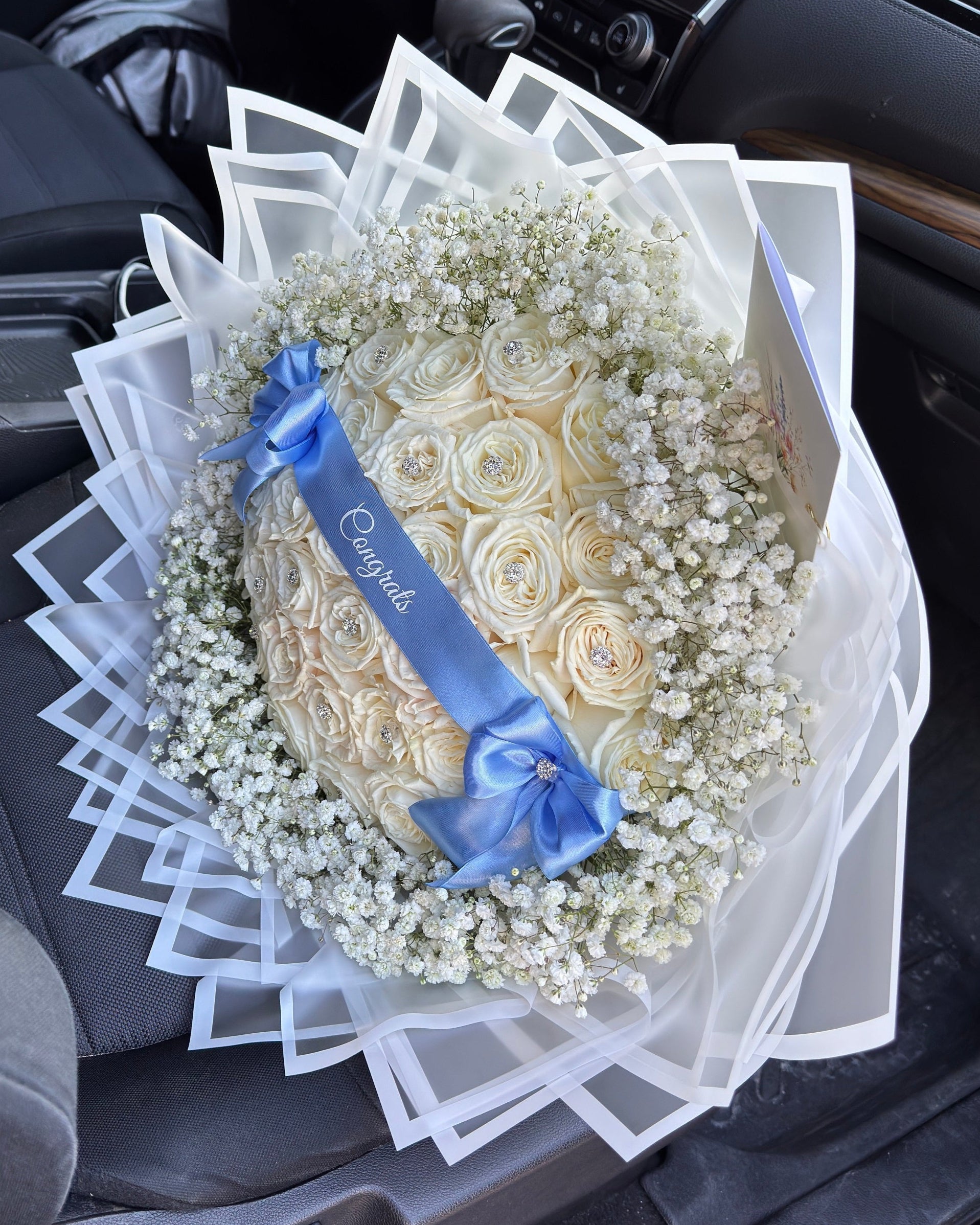 White Roses Baby Breath  Flowers Frisco Tx