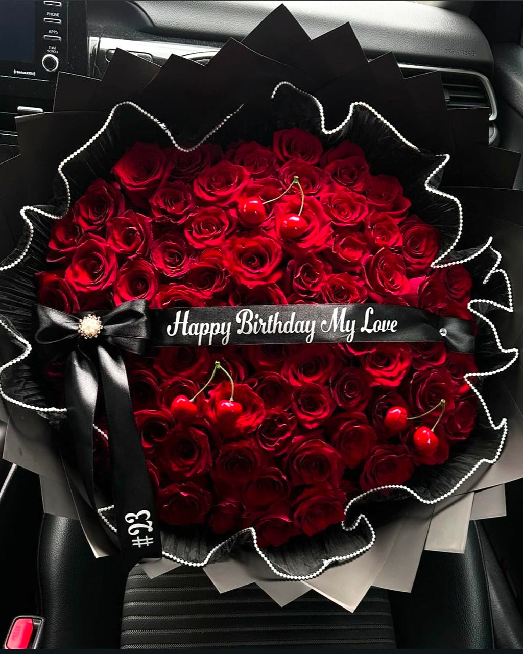 50 Red Roses Bouquet Cherry  | Ramo Buchon Rosas