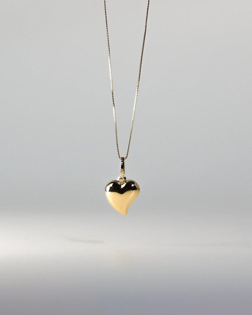 18K Yellow Gold Heart Puff Necklace