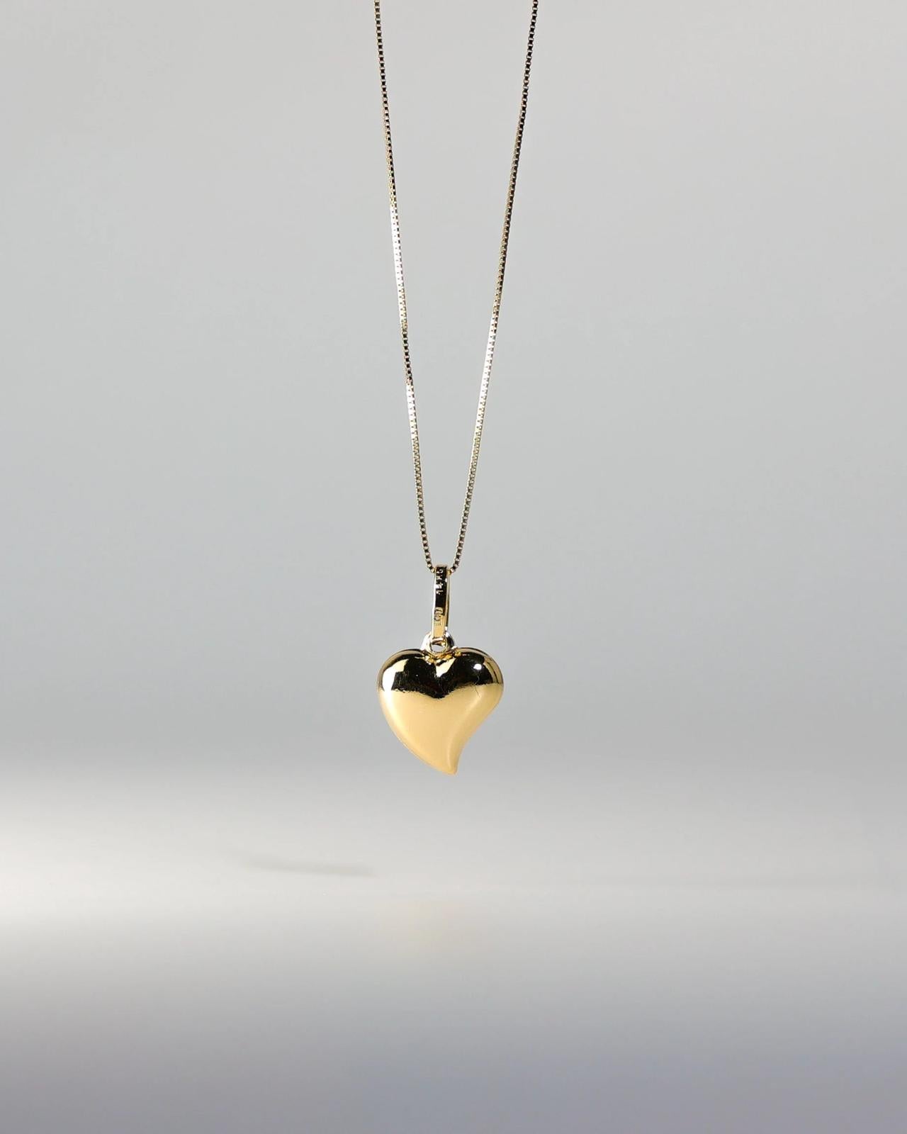 18K Yellow Gold Heart Puff Necklace