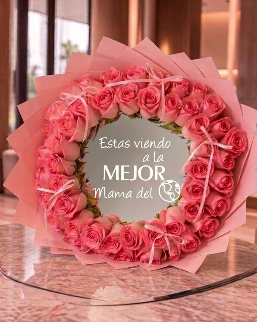 Mirror Bouquet Pink Roses MD