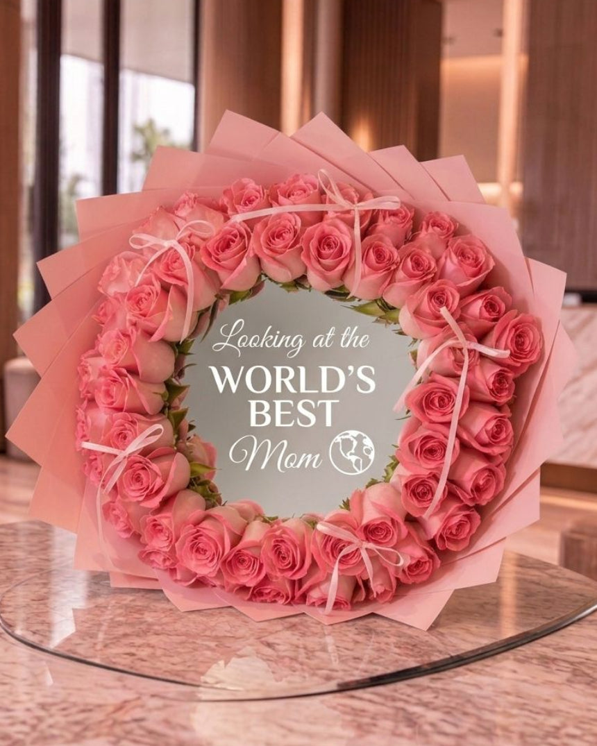 Mirror Bouquet Pink Roses MD