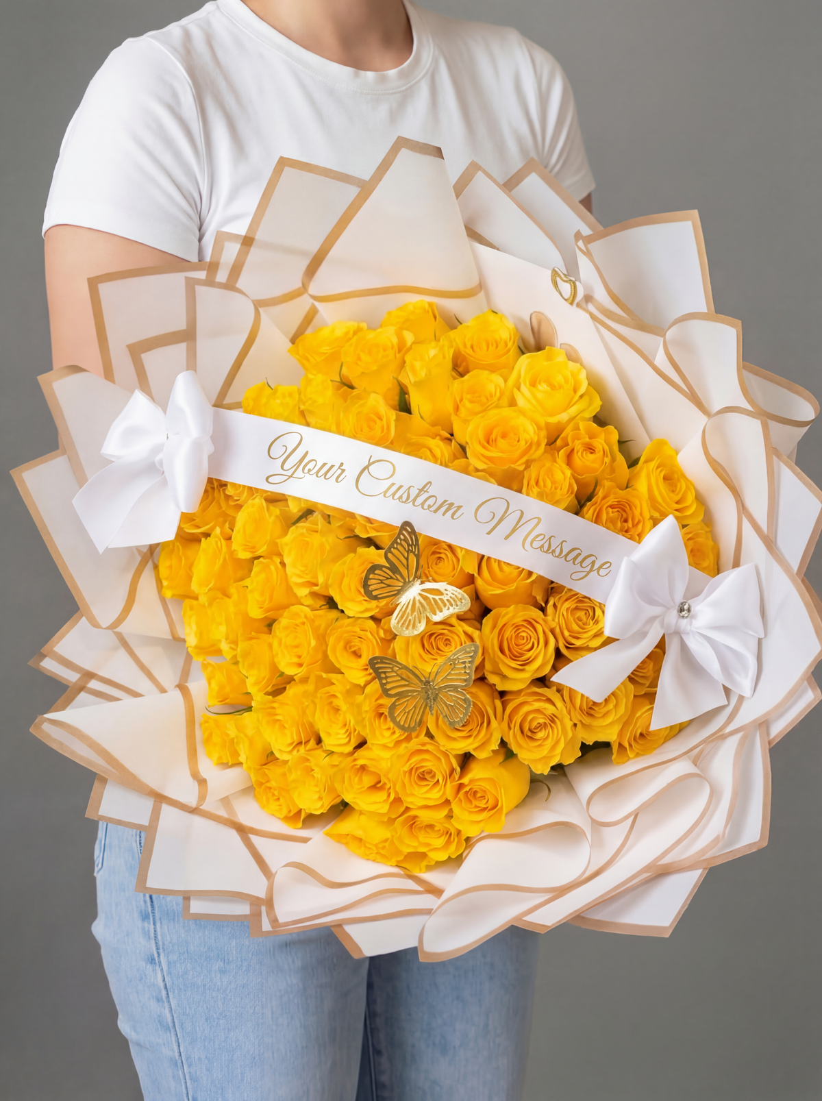 50 Yellow Roses Bouquet| Ramo Buchon 50 Rosas  Amarillas